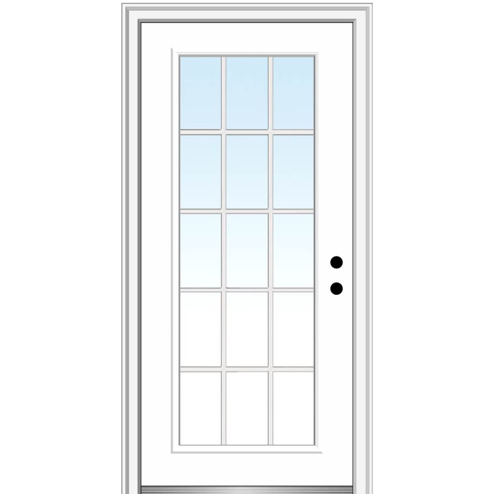 Steel Primed Left-Hand Inswing Full Lite Single Prehung Front Door 36" x 80" Z86696