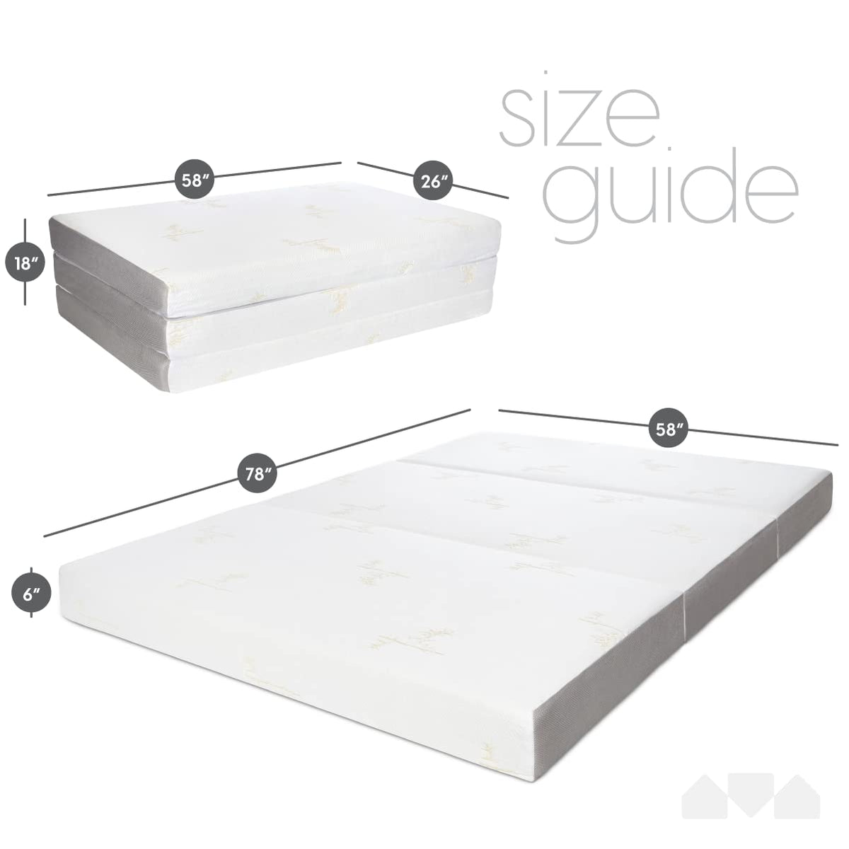 Queen Size 6 inch Memory Foam Trifold Mattress Q23444