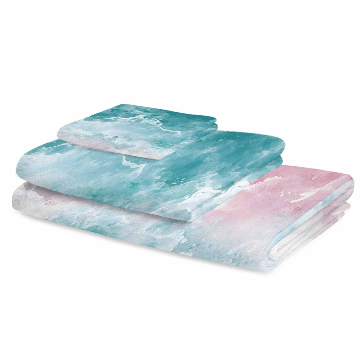 Teal Pink Gradient Cotton Towel Set 3 Pack U8823