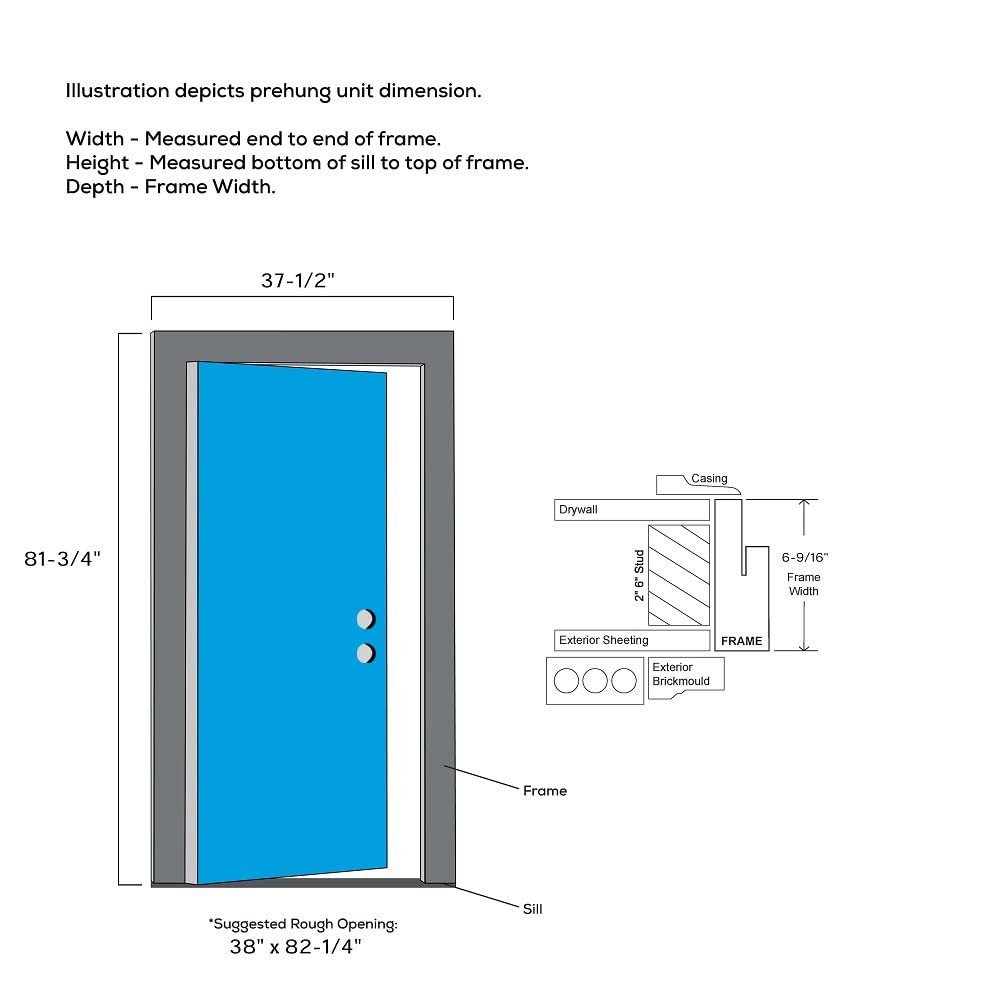 Steel Primed Left-Hand Inswing Full Lite Single Prehung Front Door 36" x 80" Z86696