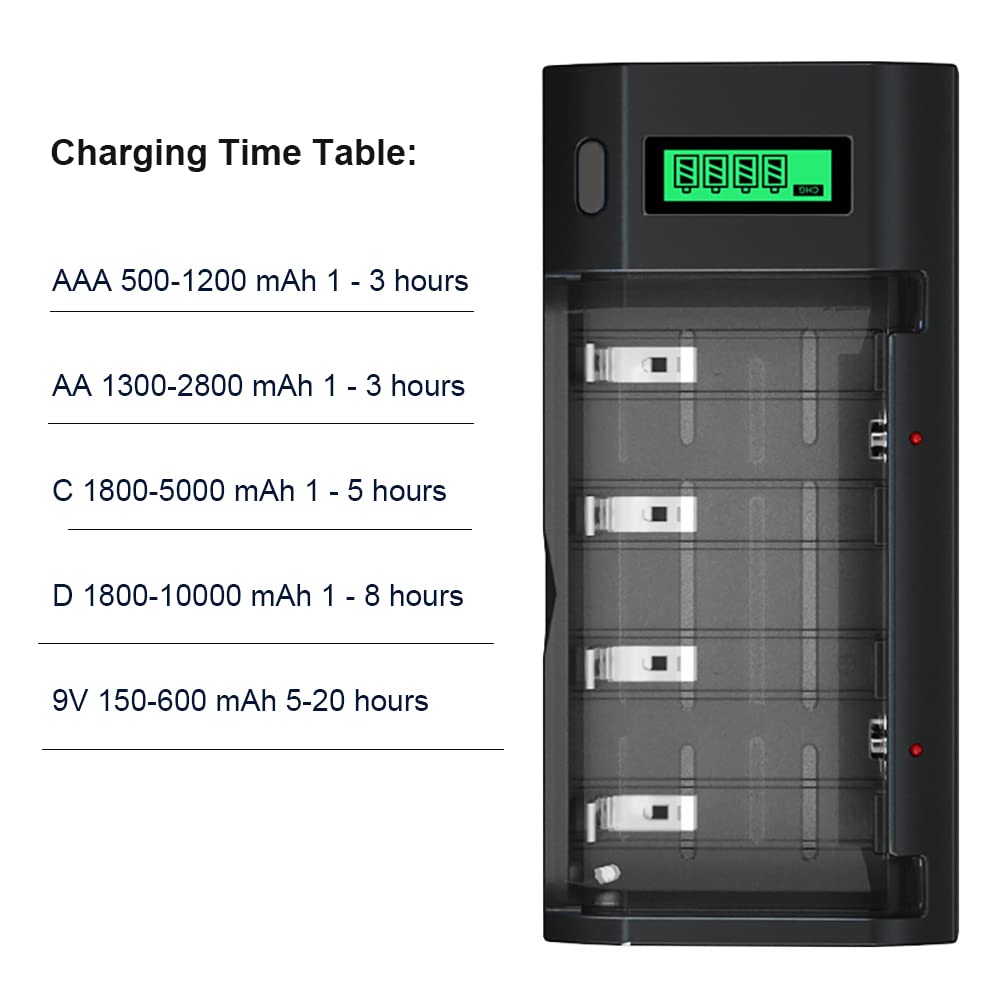 Rechargeable D Batteries with Charger D49497