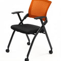 Black Stackable Folding Office Chair with Wheels Z85226