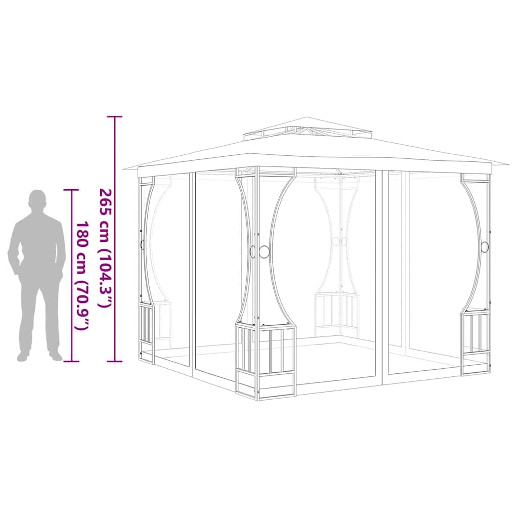 Gazebo with Nets 9.8x9.8x8.7 ft Anthracite Steel Frame E722