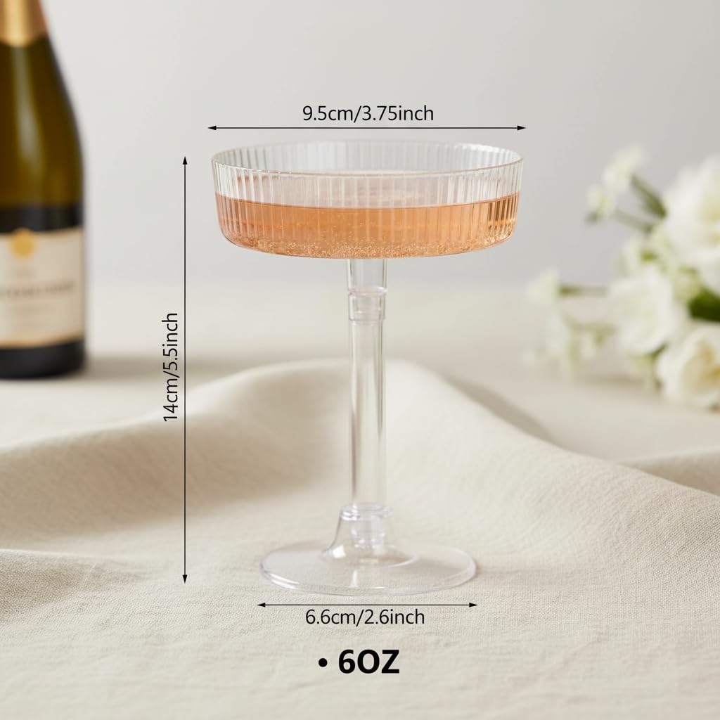 24 Pack 6oz Plastic Martini Glasses O894