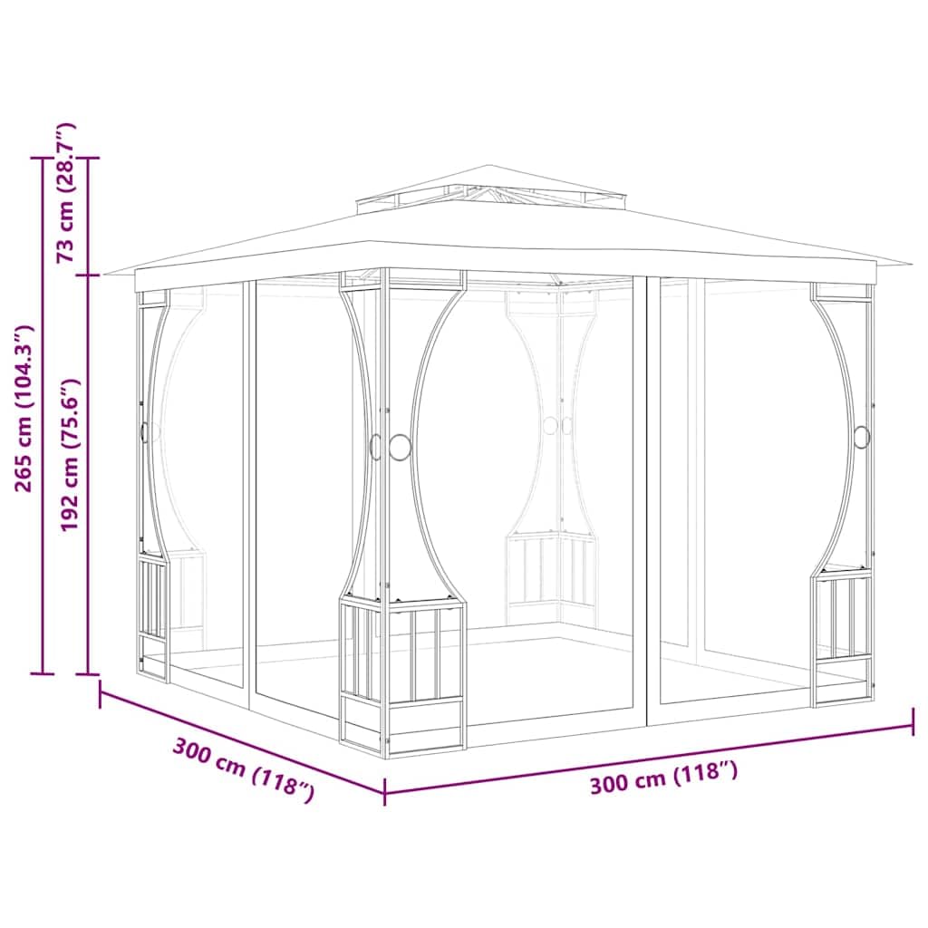 Gazebo with Nets 9.8x9.8x8.7 ft Anthracite Steel Frame E722
