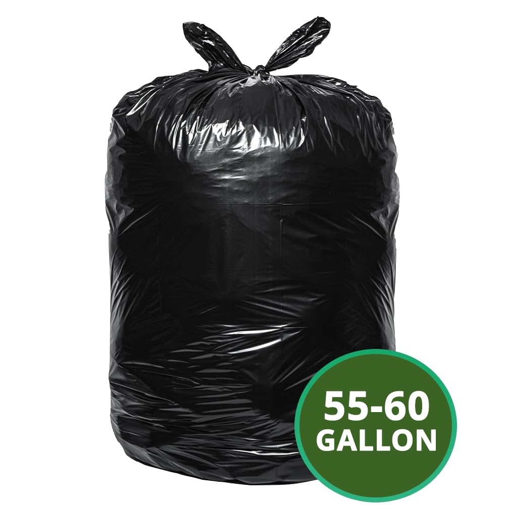 Black 55-60 Gallon Trash Bags Pack of 100 O850917