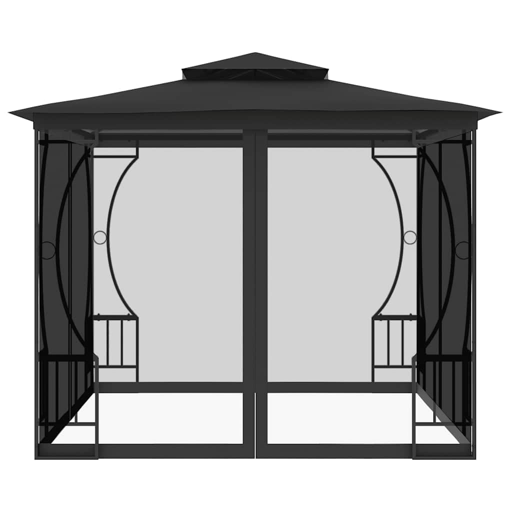 Gazebo with Nets 9.8x9.8x8.7 ft Anthracite Steel Frame E722