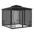 Gazebo with Nets 9.8x9.8x8.7 ft Anthracite Steel Frame E722