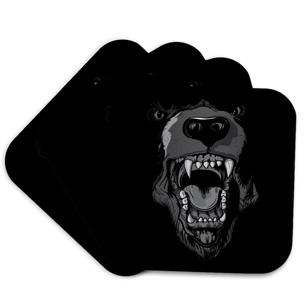 Black Bear Face Set of 4 Coasters X734