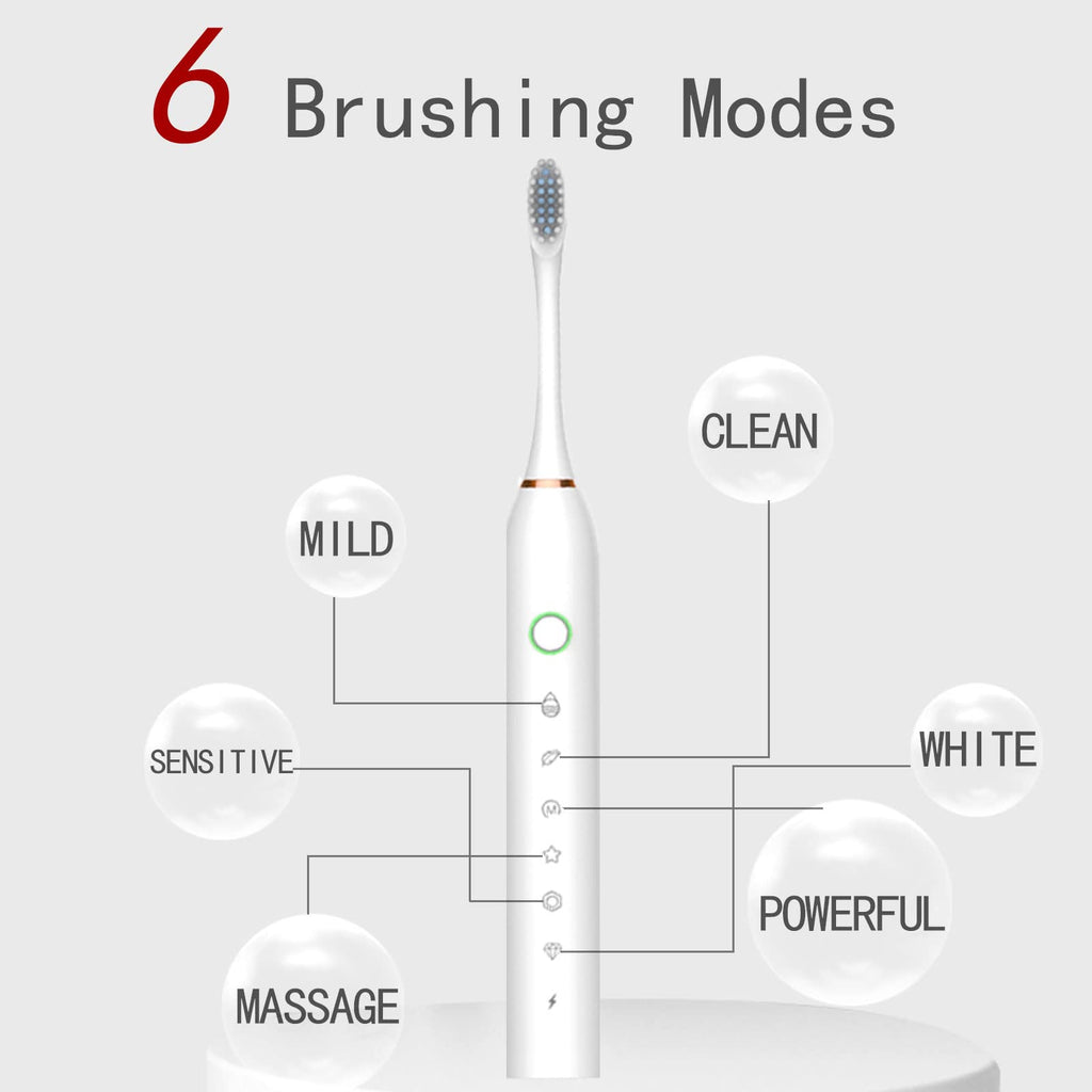 2 Pack Electric Toothbrush with 8 Brush Heads Black+White X2451