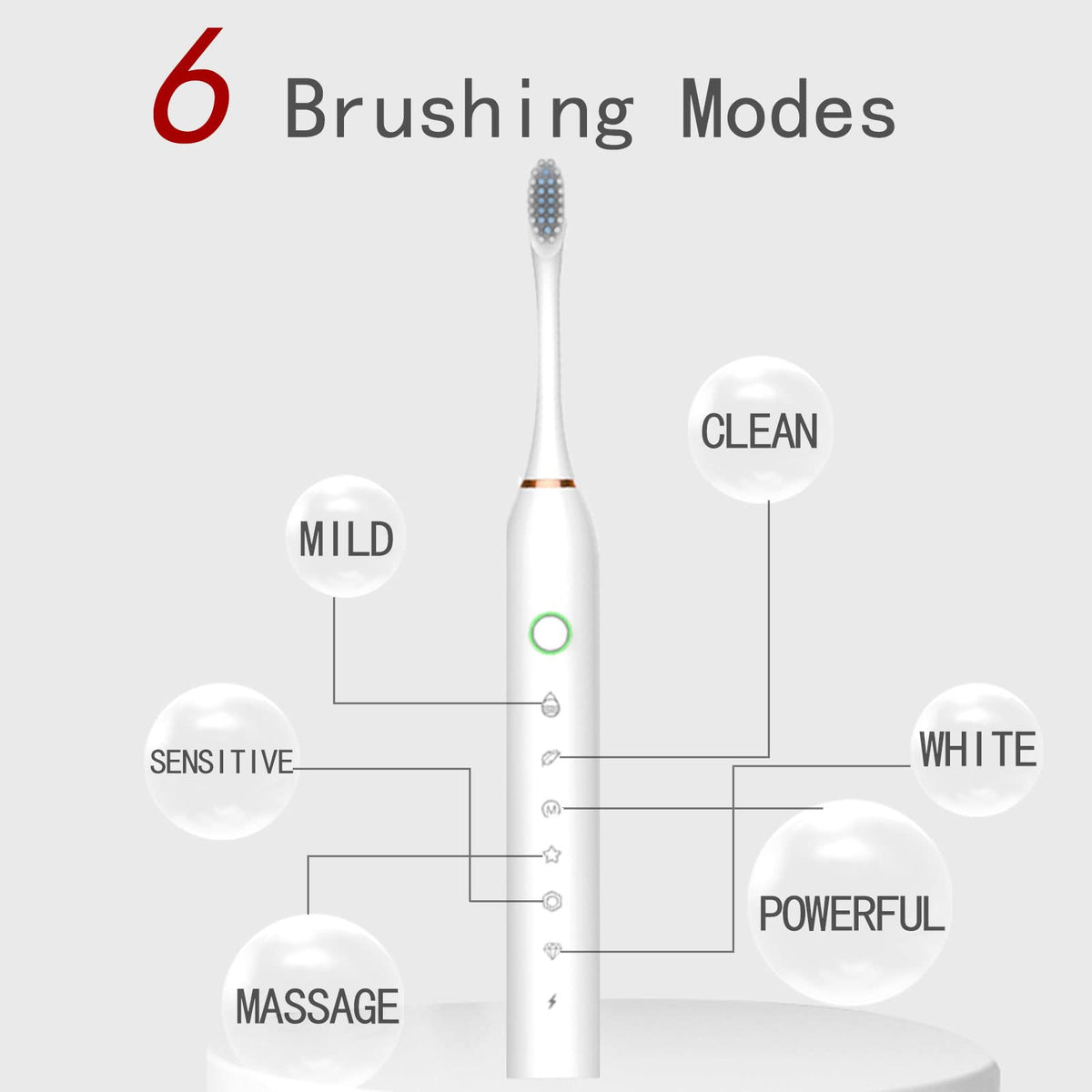 2 Pack Electric Toothbrush with 8 Brush Heads Black+White X2451
