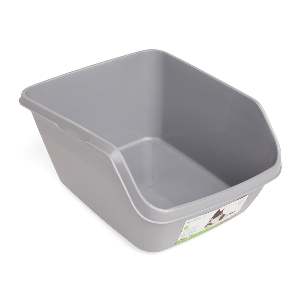 Grey Large High-Back Litter Box O82310