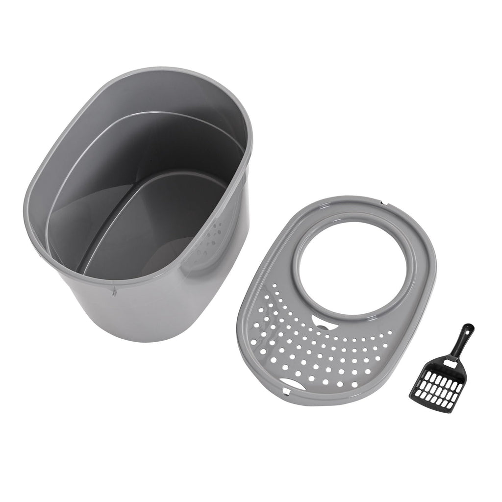 Large Top Entry Cat Litter Box with High Sides and Scoop O1872