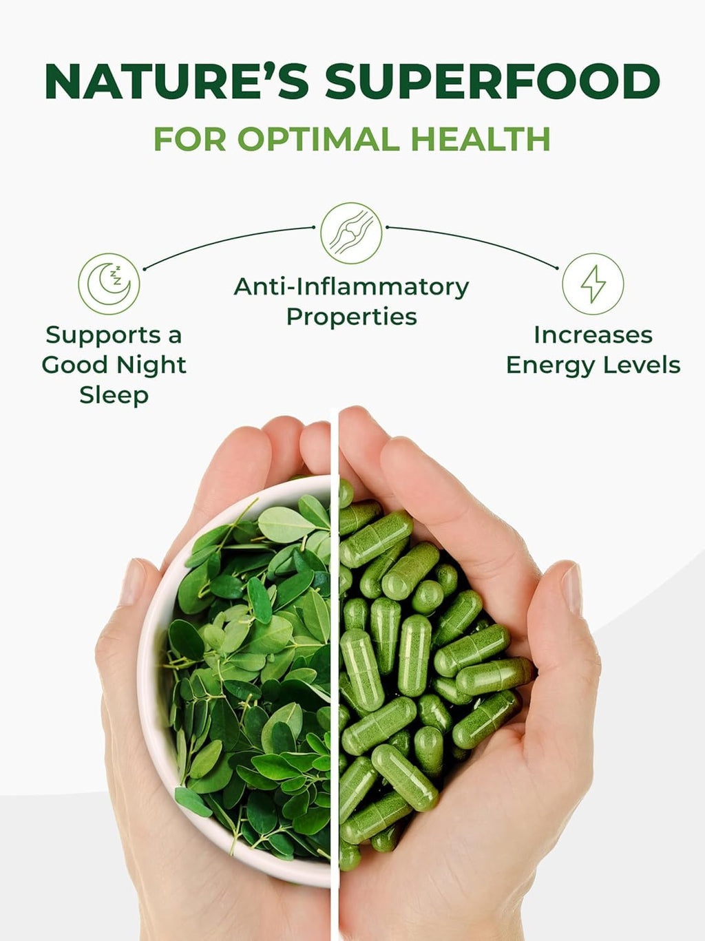 Organic Moringa Capsules 500mg 120ct Pack of 2 B792