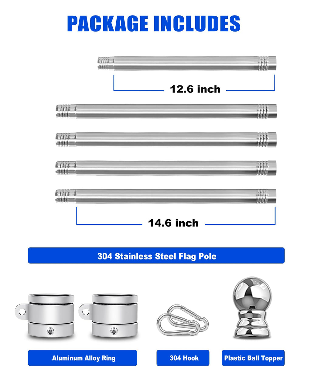 T304 Stainless Steel Flag Pole F4739