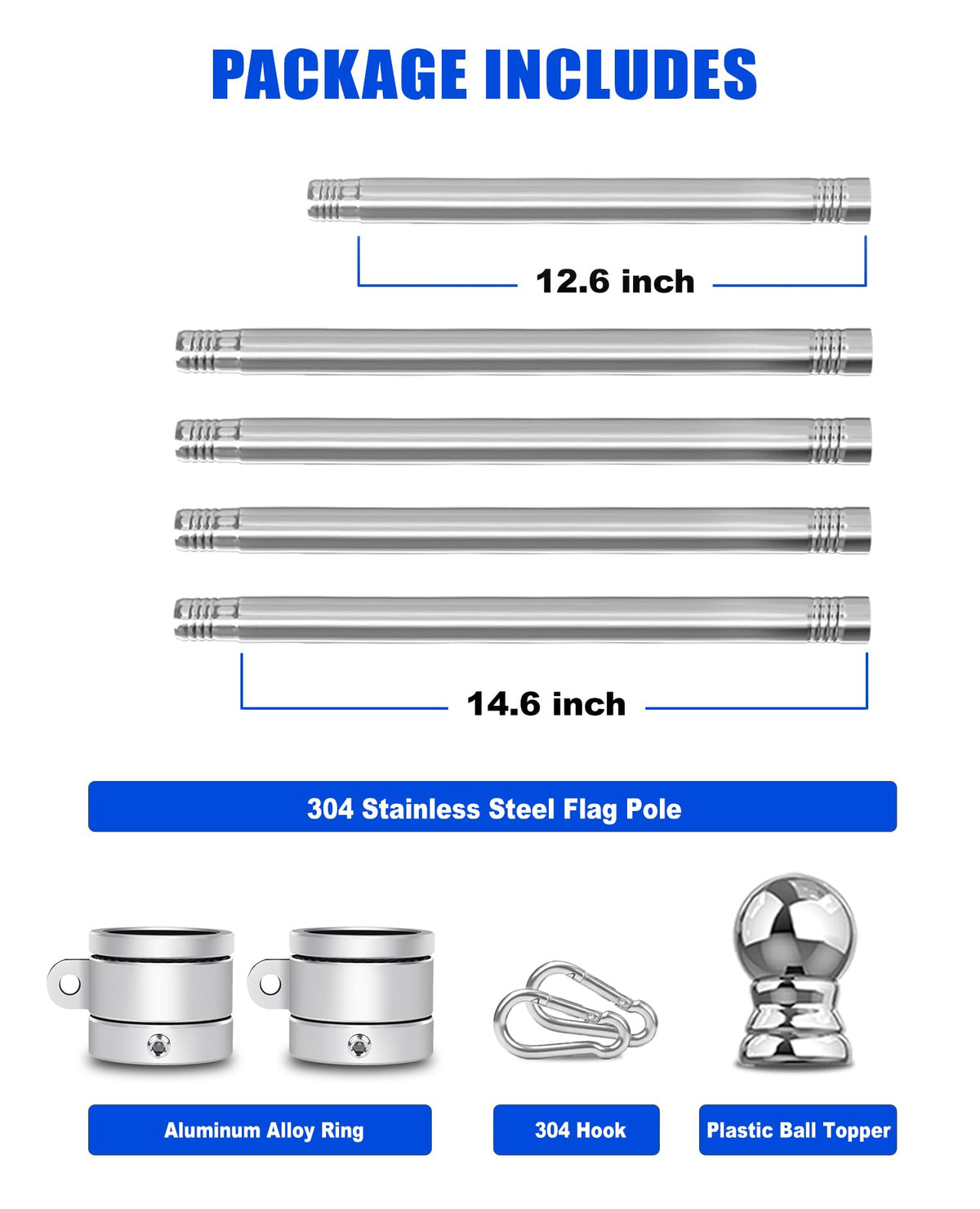T304 Stainless Steel Flag Pole F4739