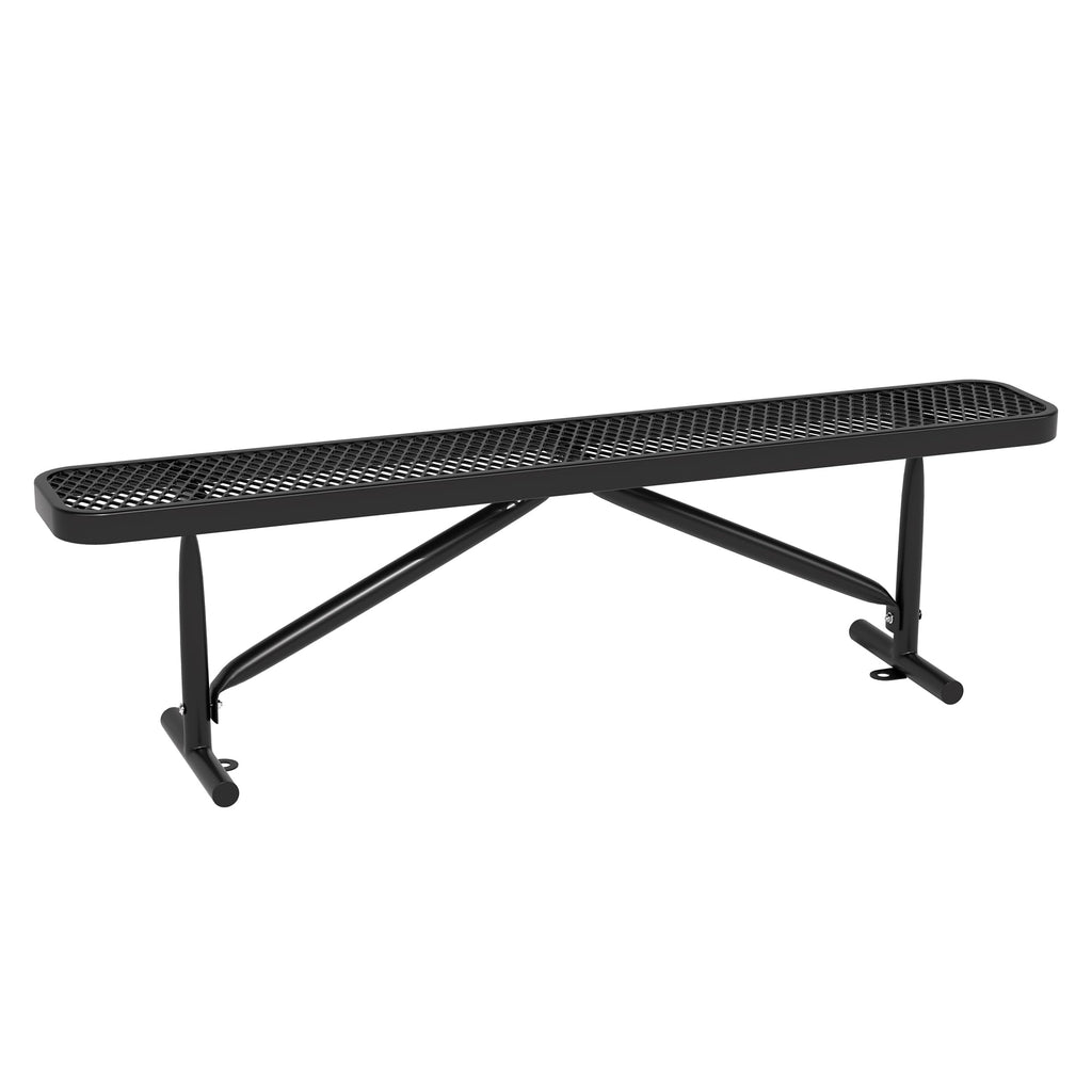 6 Feet Heavy Duty Metal Park Bench with Portable Frame, Black R5707
