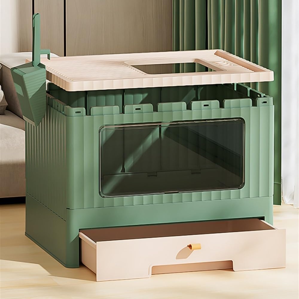 Foldable Enclosed Cat Litter Box with Lid & Scoop P3830