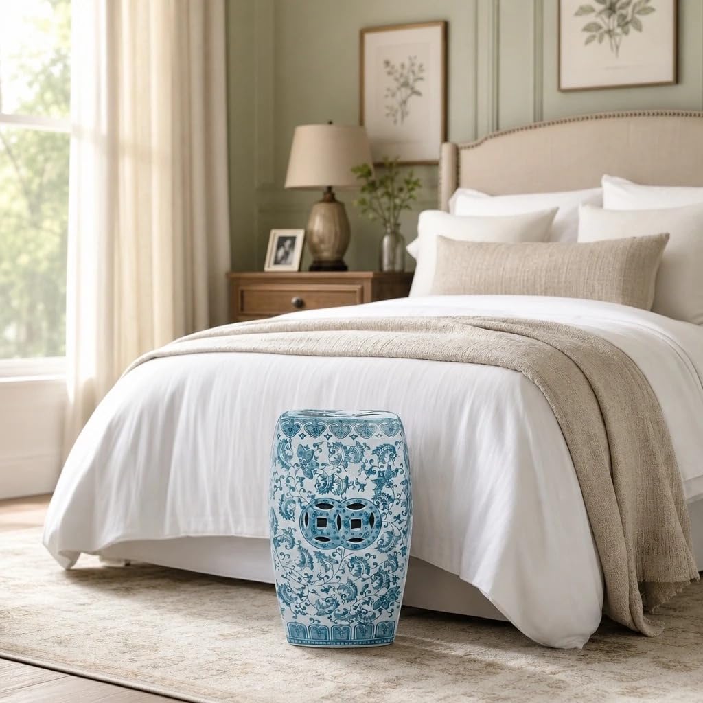 Teal Blue Ceramic Garden Stool T5922