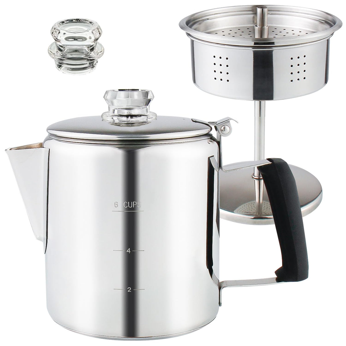Stainless Steel Stove Top Percolator Coffee Pot 6 Cup D860939