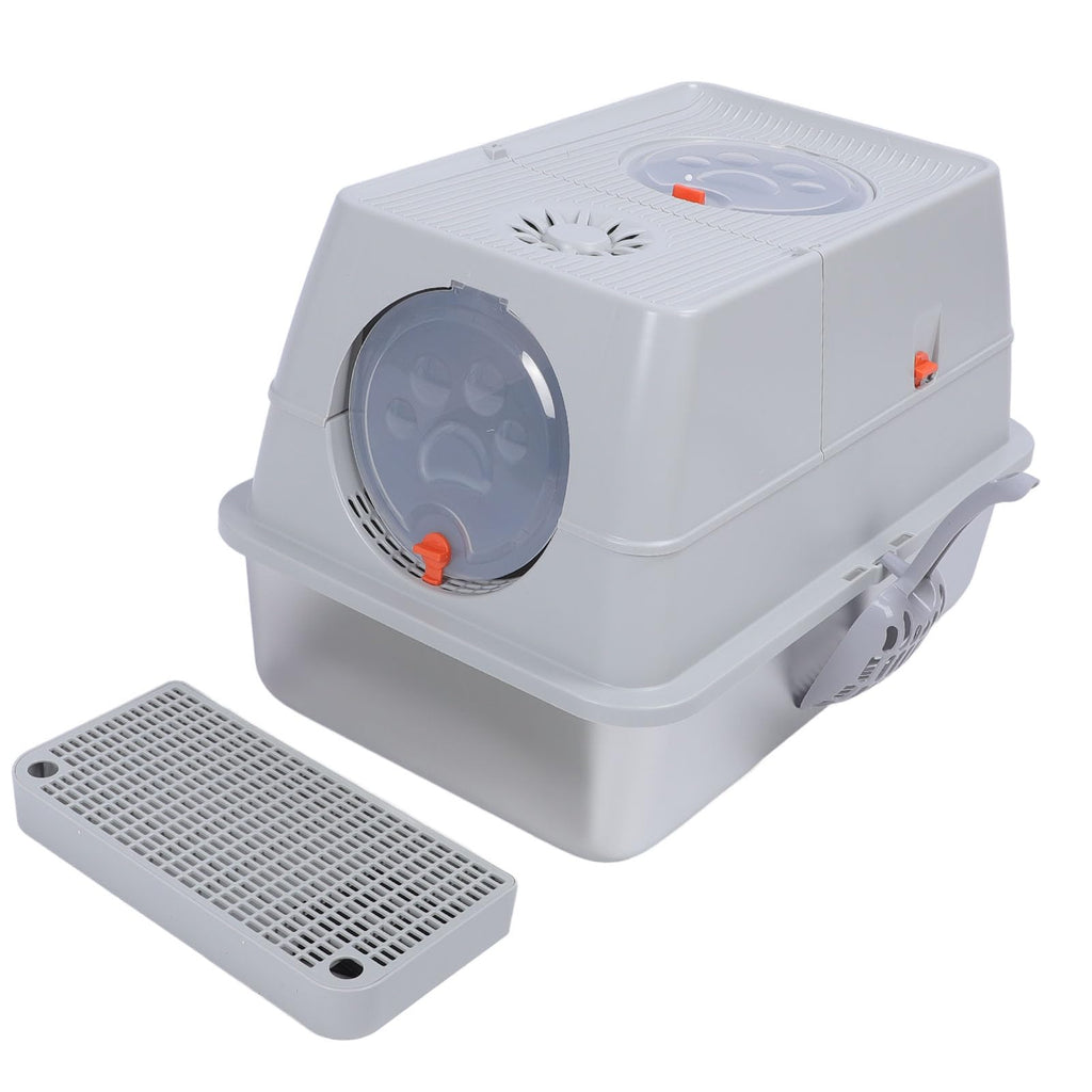 Enclosed Stainless Steel Litter Box with Flip Top Lid D829637