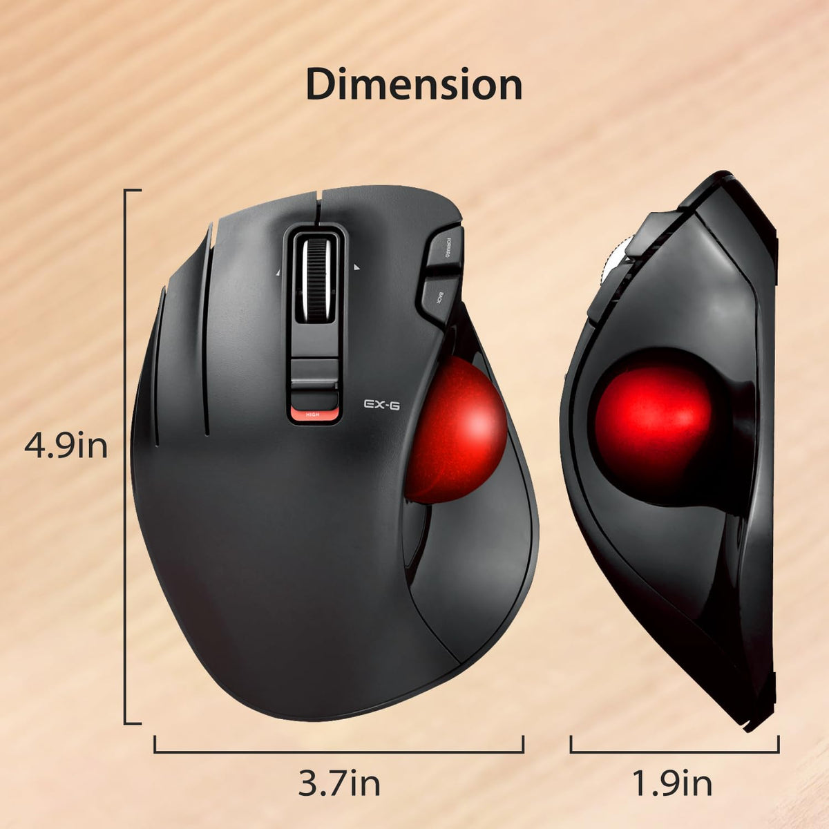 Wireless Left Handed Thumb Control Trackball Mouse W20813