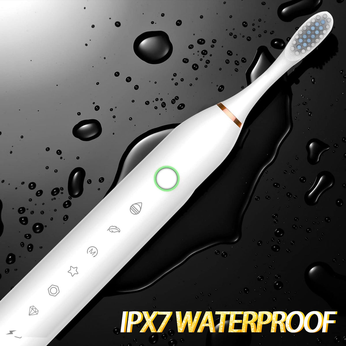 2 Pack Electric Toothbrush with 8 Brush Heads Black+White X2451