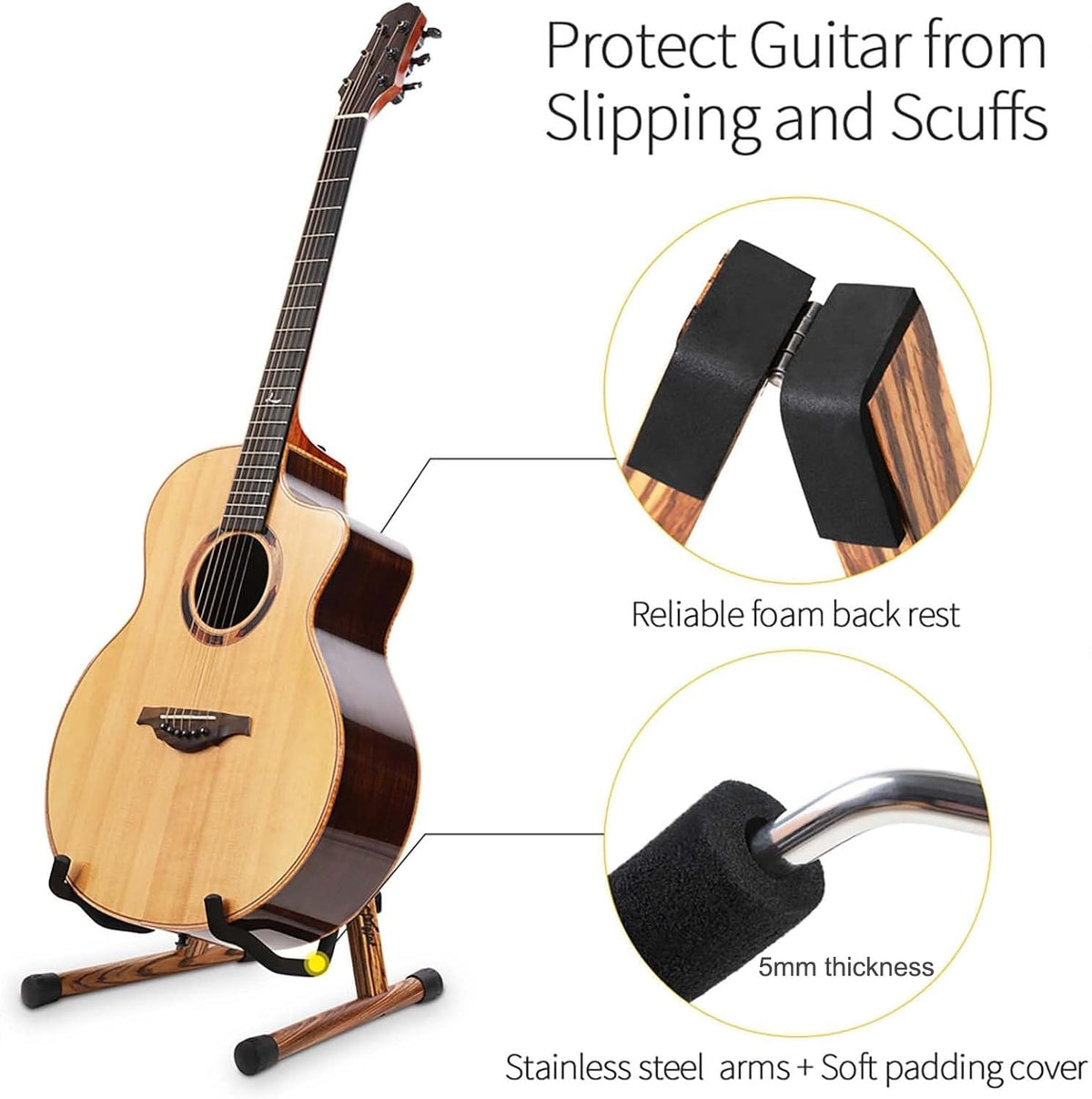 Folding Wood Acoustic Guitar Stand with Padding K70333