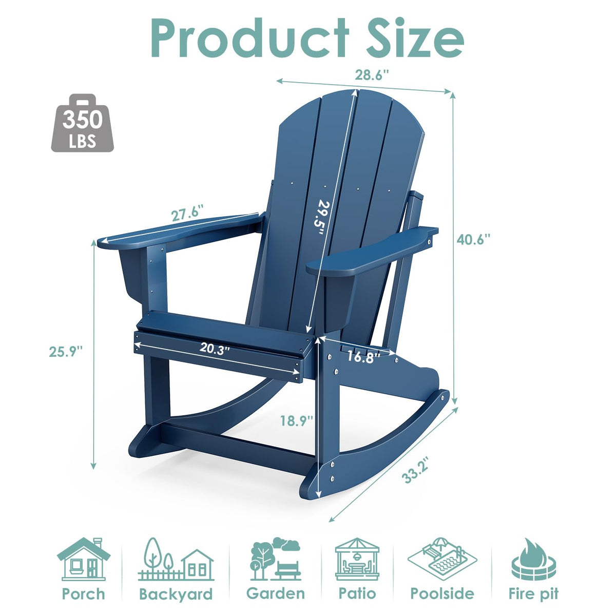 Blue HDPE Plastic Rocking Chairs Set of 2 G2321