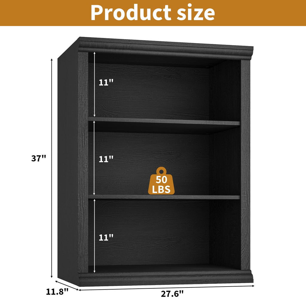 Black 3 Tier Bookcase H436