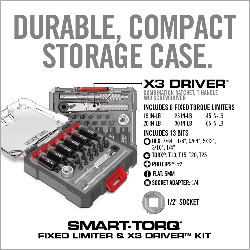 Torque Screwdriver & Ratcheting Driver Tool Set with 12 Bits & Storage Case U35830