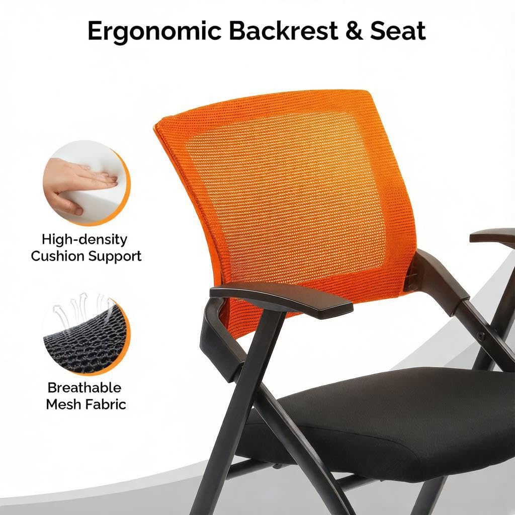 Black Stackable Folding Office Chair with Wheels Z85226
