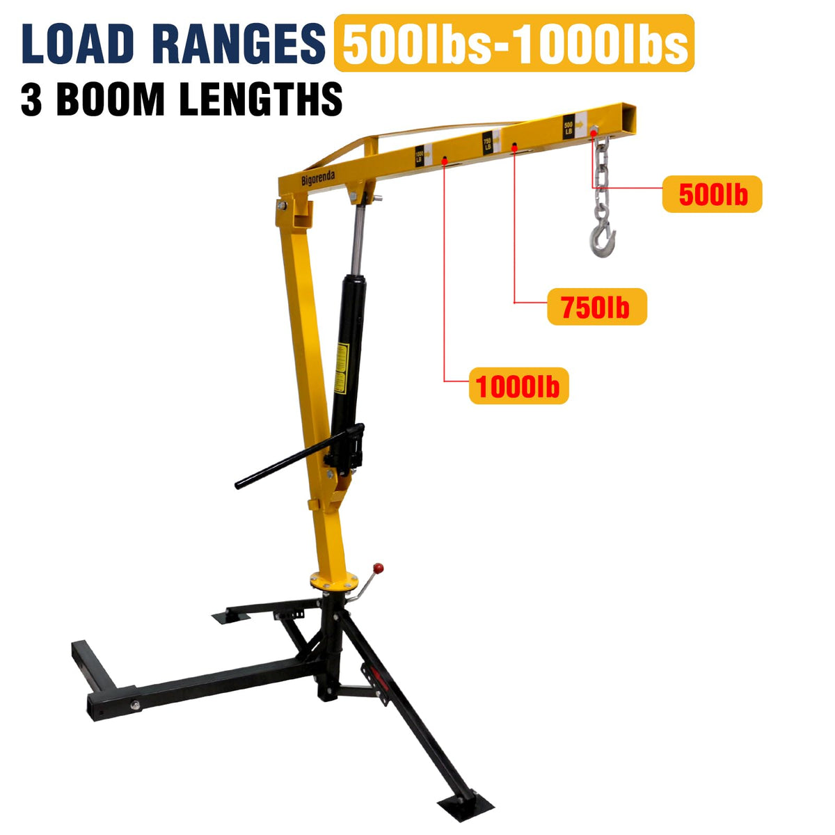 1000lb Capacity Hydraulic 360° Swivel Truck Crane M94997