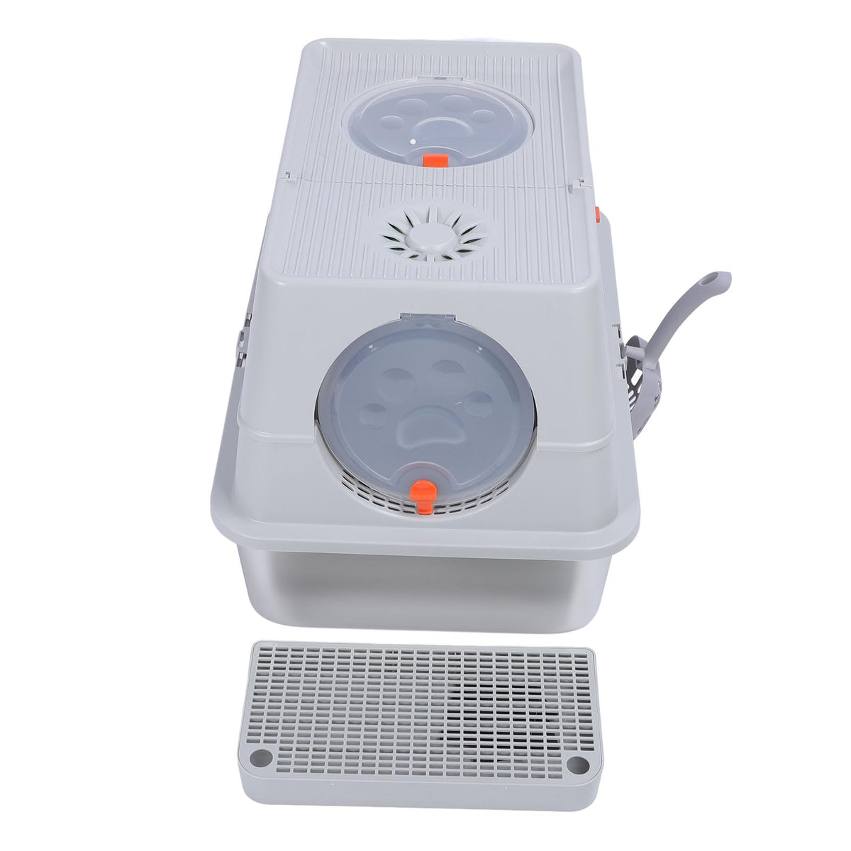 Enclosed Stainless Steel Litter Box with Flip Top Lid D829637