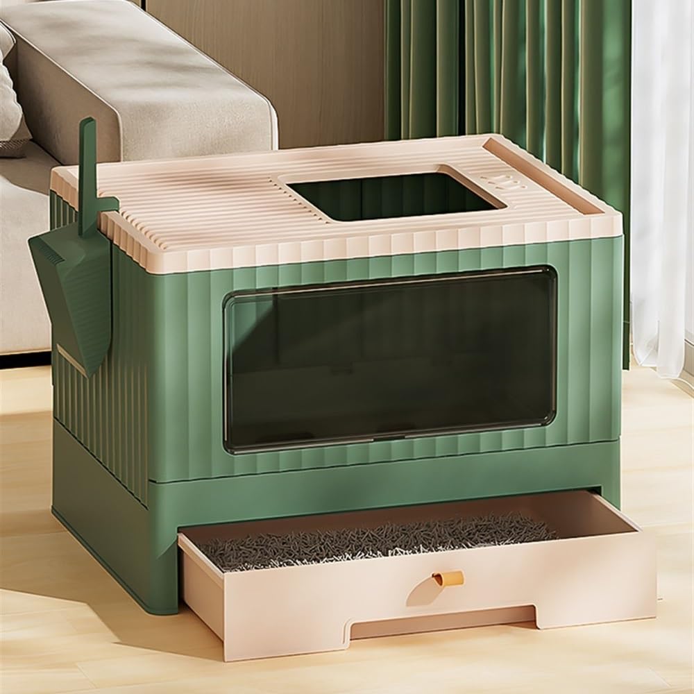 Foldable Enclosed Cat Litter Box with Lid & Scoop P3830