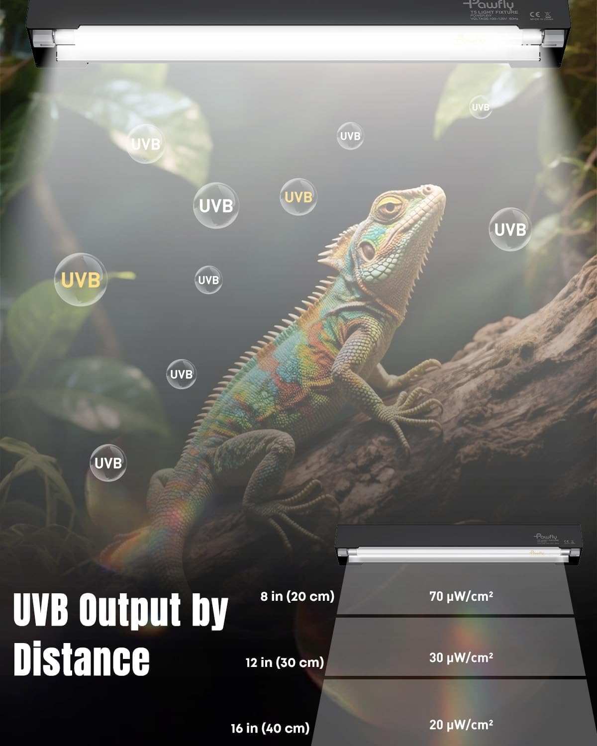 T5 Reptile Light Combo Kit with 2 UVB Tubes, 10.0 UVB Light Fixture, 12 inch K9324
