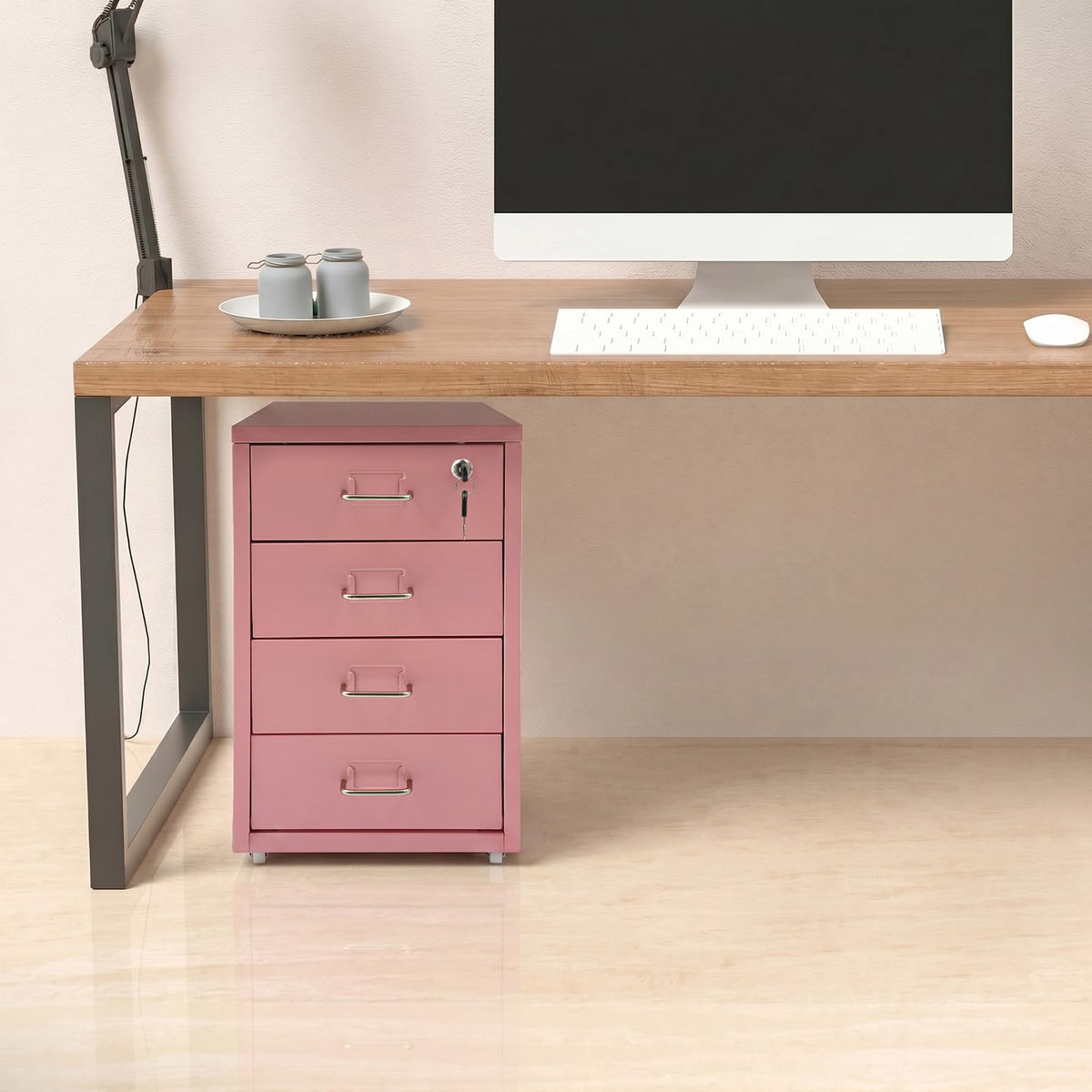 4 Drawer Rolling File Cabinet with Lock R983377