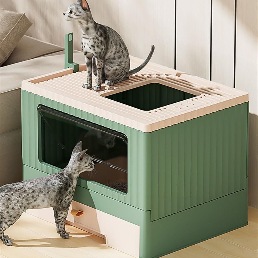 Foldable Enclosed Cat Litter Box with Lid & Scoop P3830