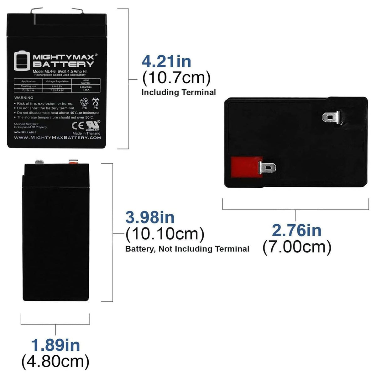 6V 4.5AH SLA Replacement Battery T4835