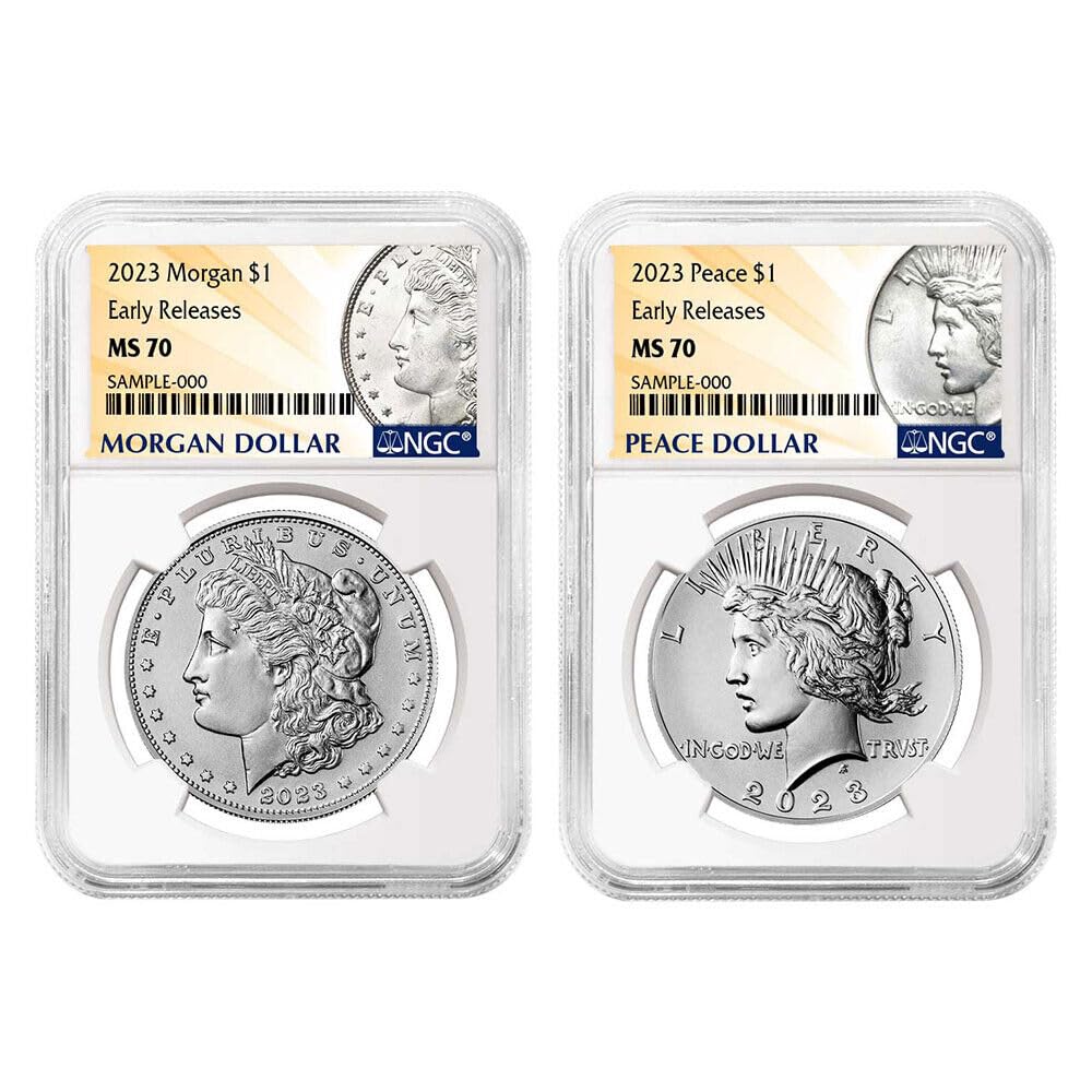 Morgan and Peace Silver Dollar 2pc Set K73935