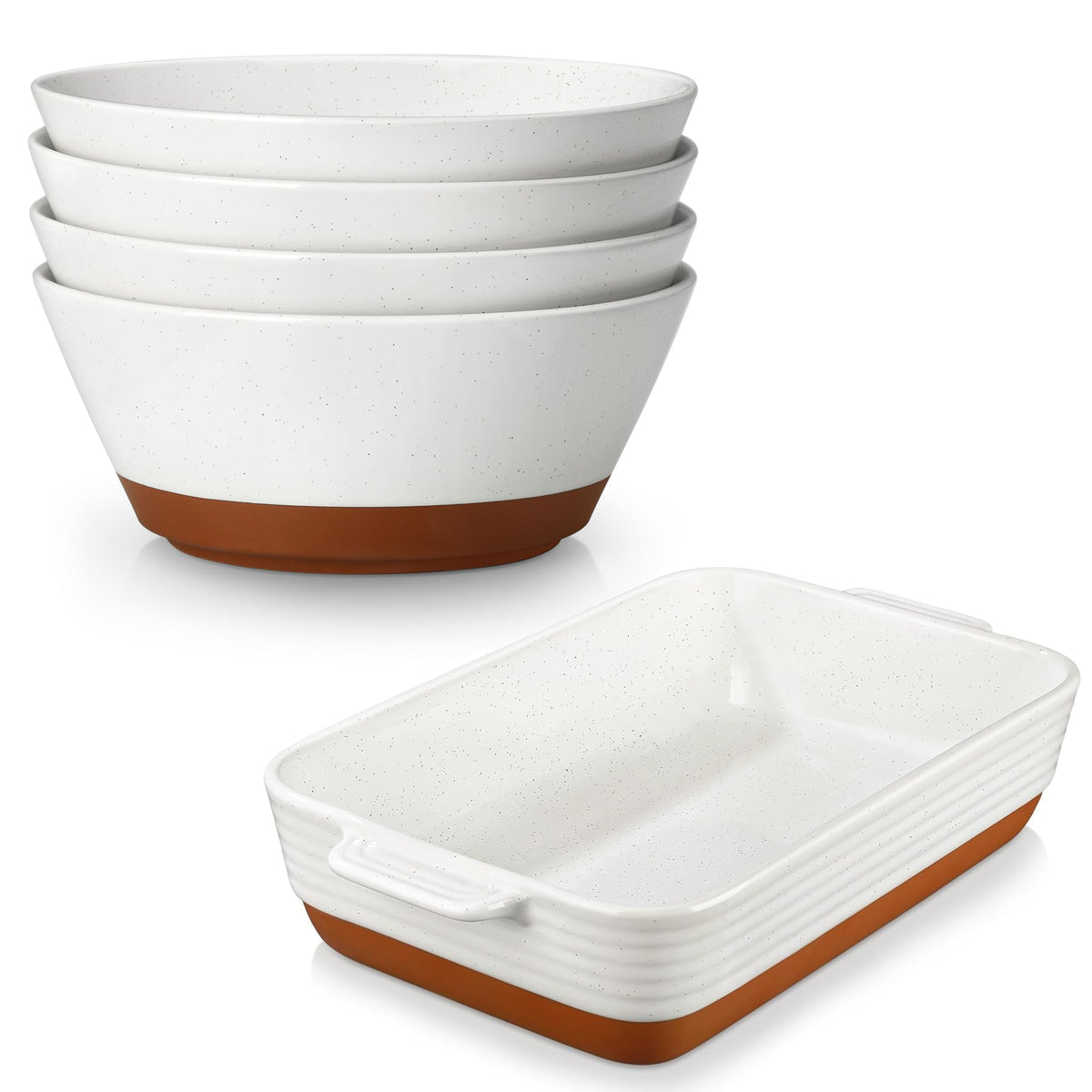 Ceramic Soup Bowl Set of 4 and Baking Dish D21524