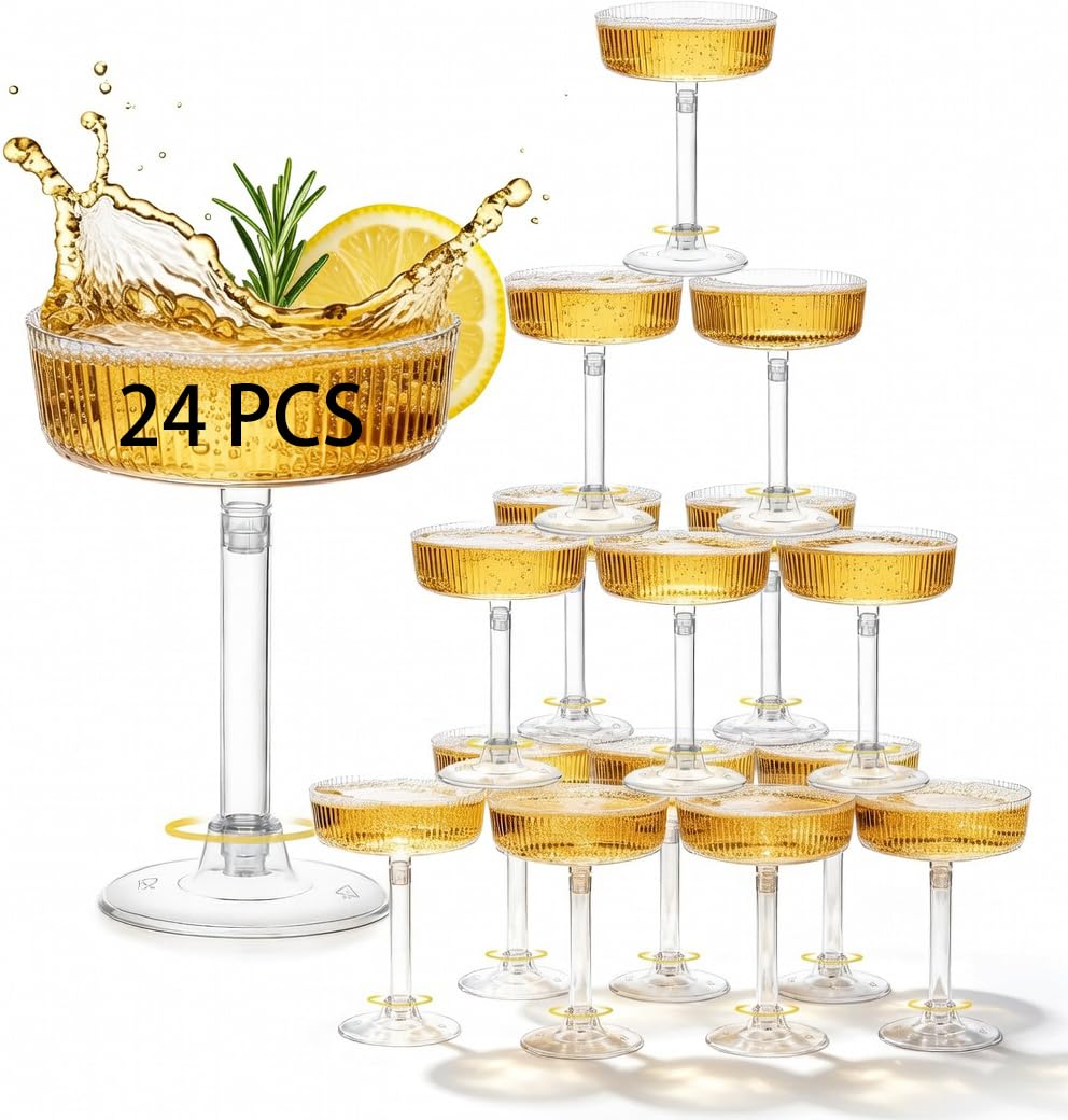 24 Pack 6oz Plastic Martini Glasses O894