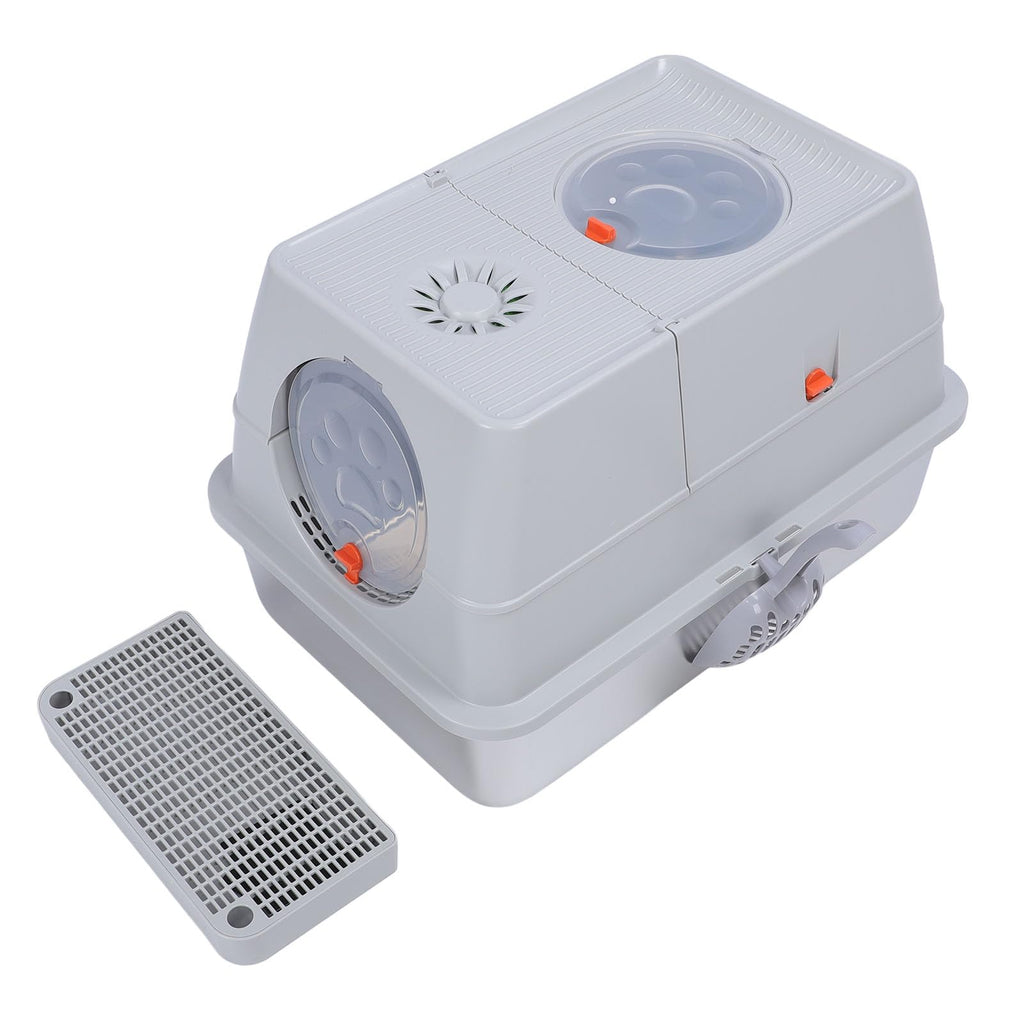 Enclosed Stainless Steel Litter Box with Flip Top Lid D829637