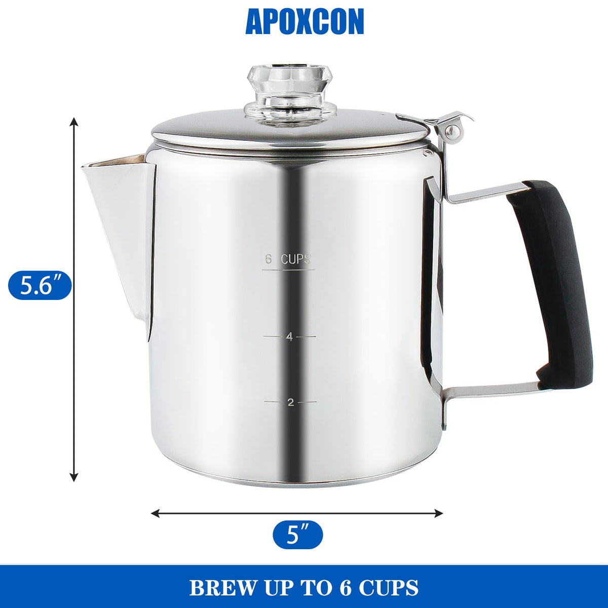 Stainless Steel Stove Top Percolator Coffee Pot 6 Cup D860939