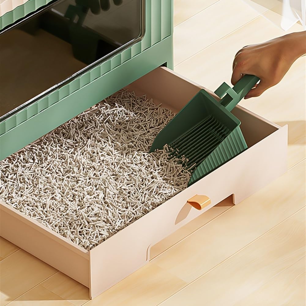 Foldable Enclosed Cat Litter Box with Lid & Scoop P3830