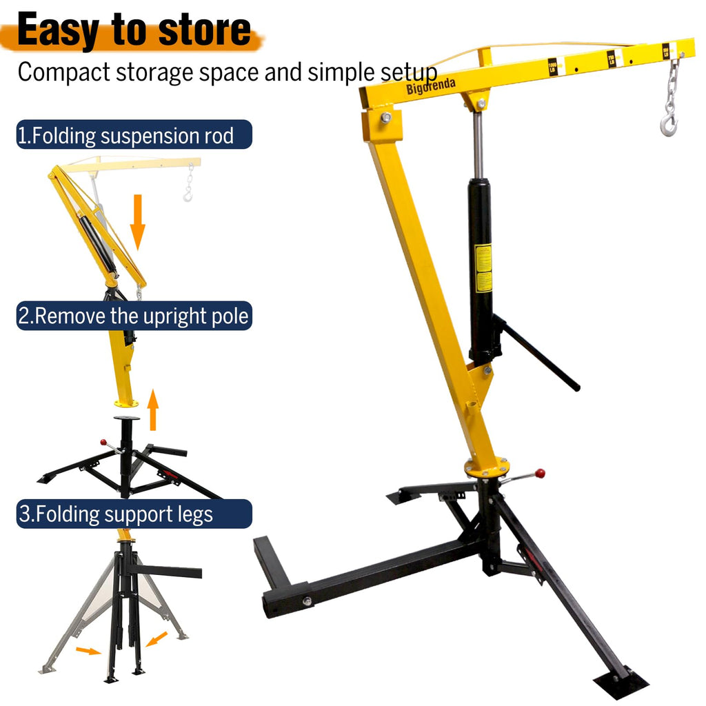 1000lb Capacity Hydraulic 360° Swivel Truck Crane M94997