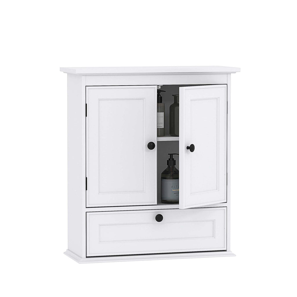 White Bathroom Wall Cabinet with Doors R87555