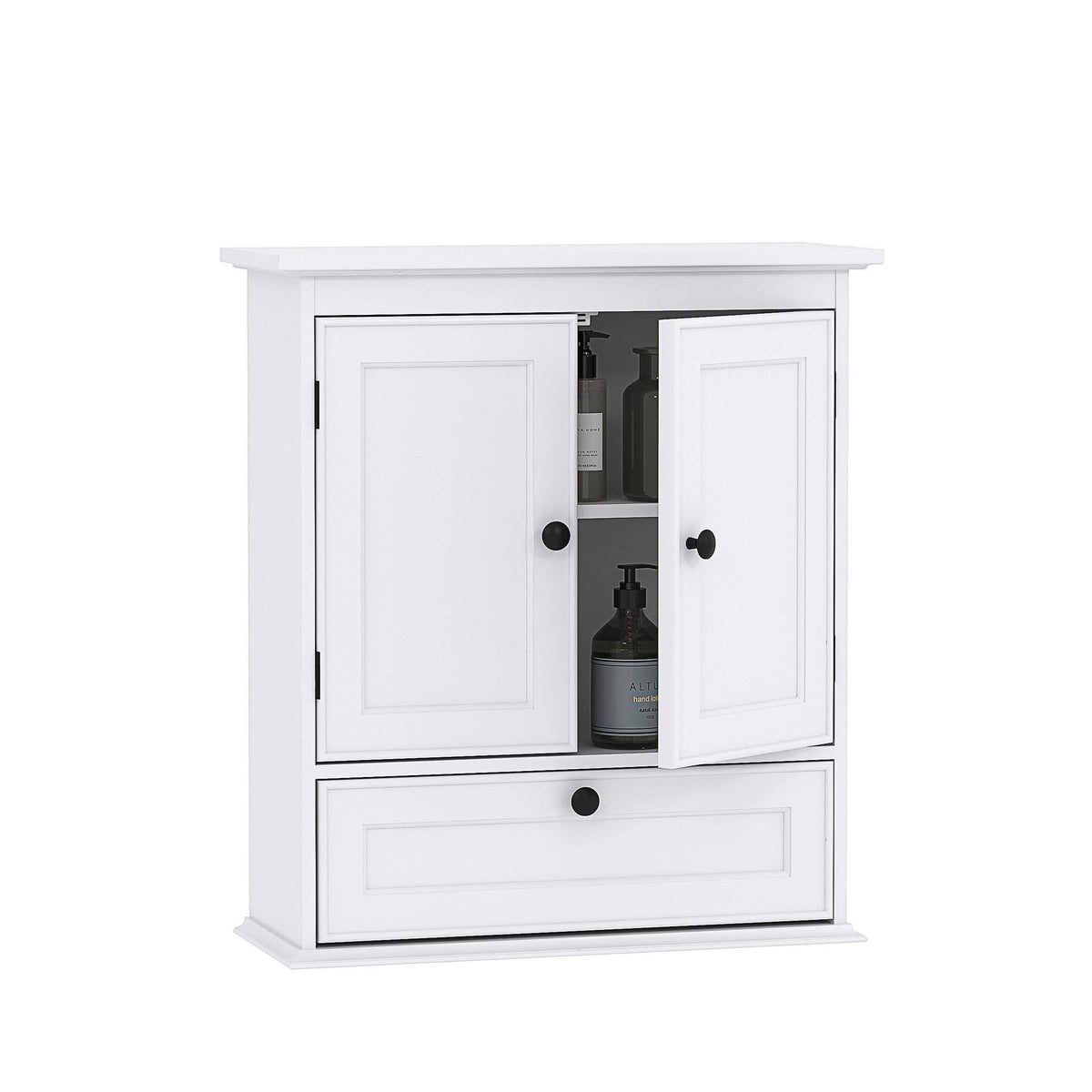 White Bathroom Wall Cabinet with Doors R87555