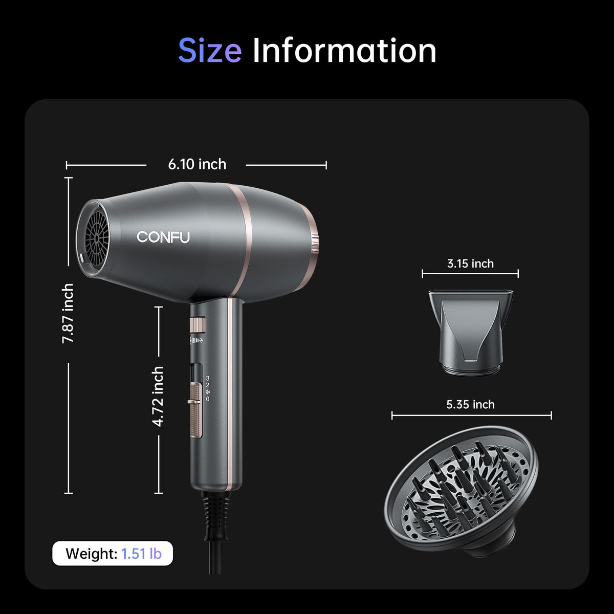 Ionic Hair Dryer with Diffuser 1875 Watt T2533