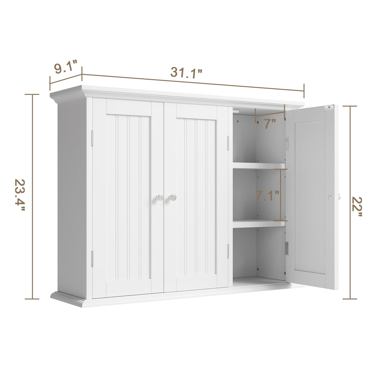 Laundry Cabinet with 3 Doors and Adjustable Shelves L6620